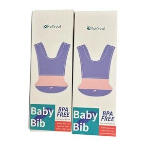 Set Of 2 KoKreat Baby Bib With Catch Pocket for Dropped Food BPA Free Green